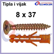 Tipla i vijak  8x37 s obodom, PZ, crvena